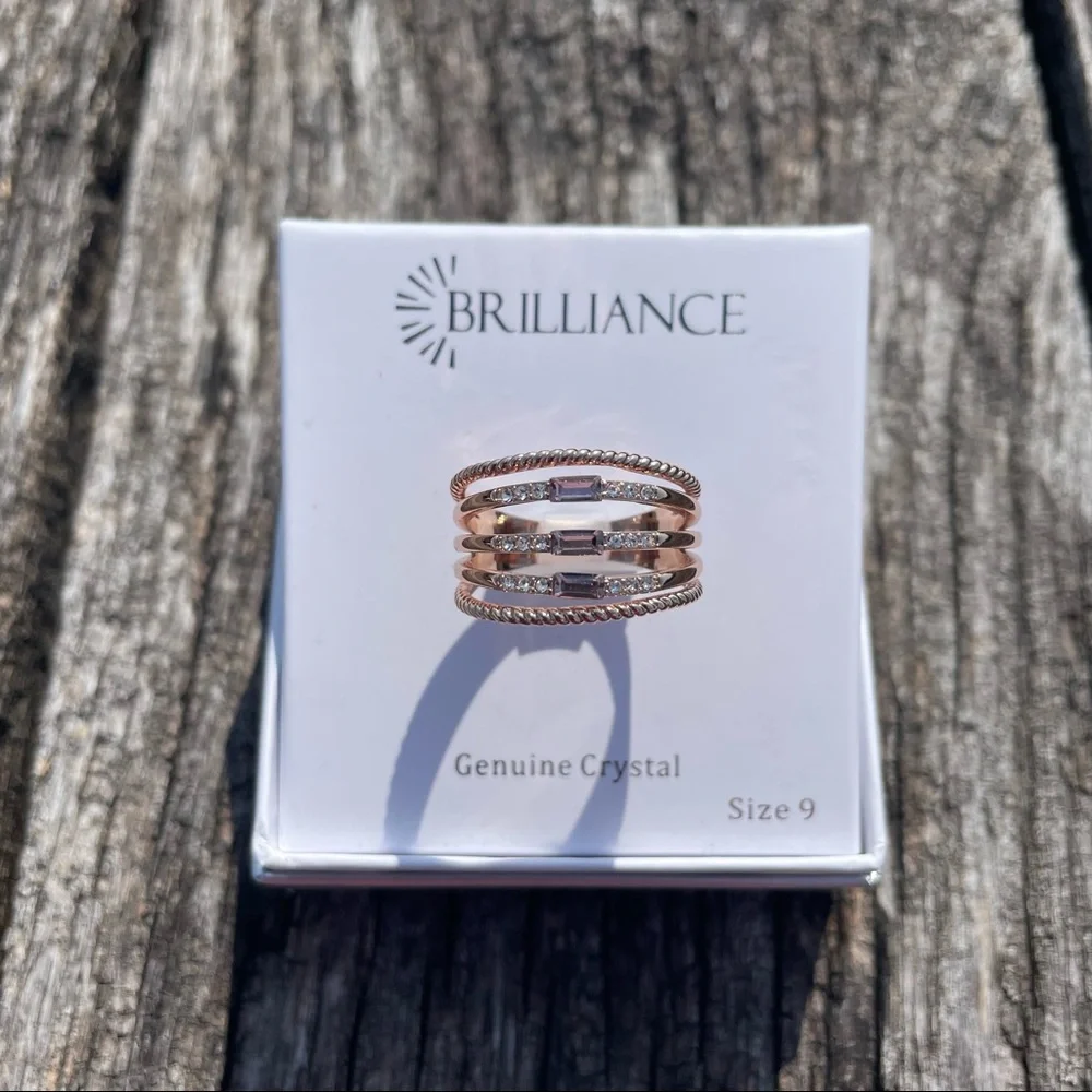 7, 8, 9 NWT brilliant genuine crystal rose gold plated ring - Picture 7 of 12